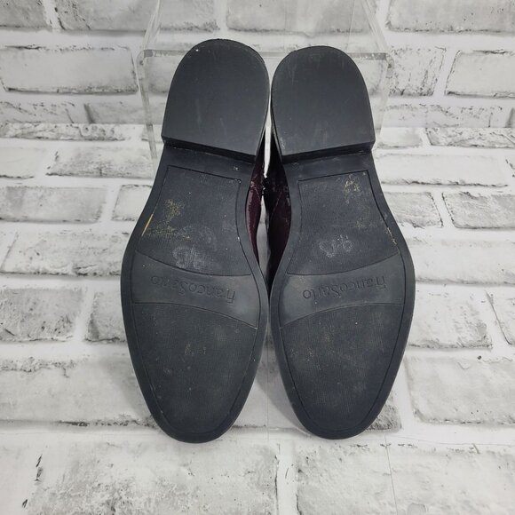 Franco Sarto Patent Leather Riddick Wine Burgundy Purple Booties Buckles Size 6 - Picture 6 of 9